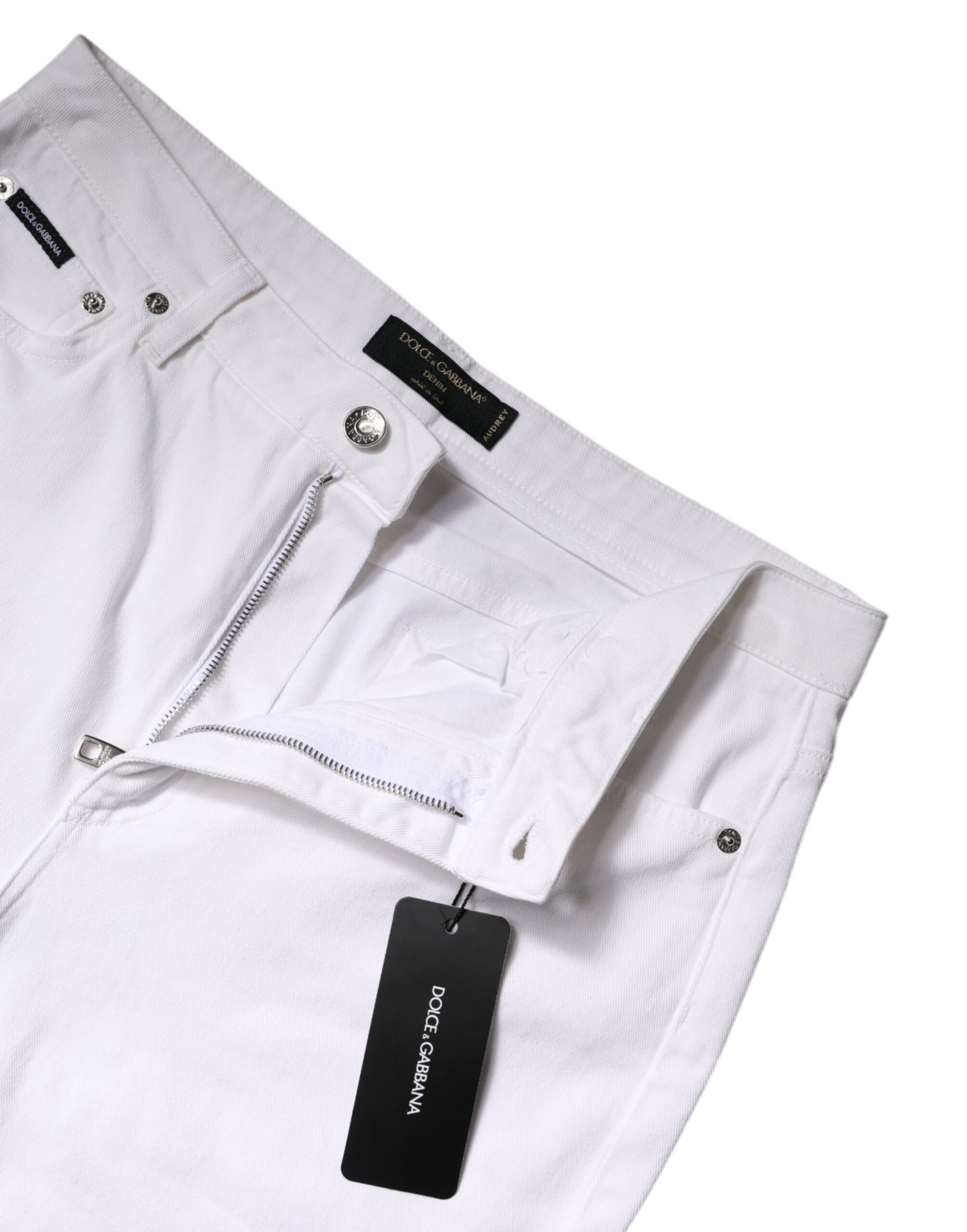 Dolce & Gabbana White Cotton Mid Waist Skinny Denim Jeans Dolce & Gabbana