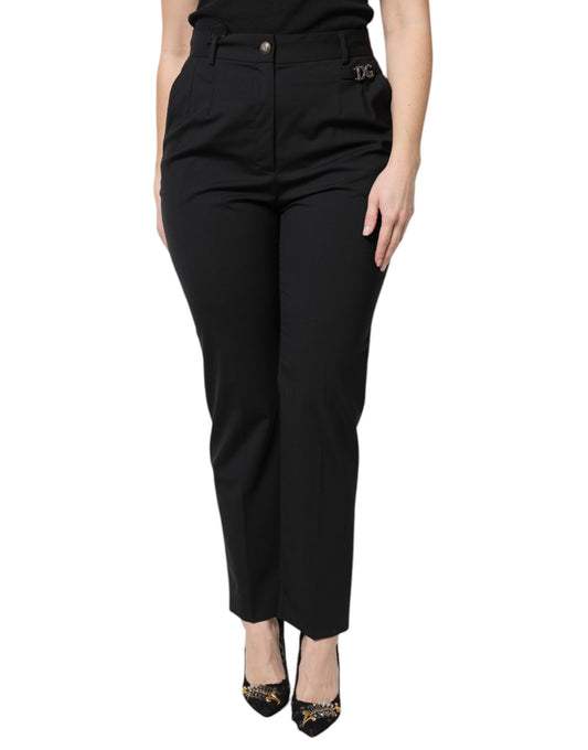 Dolce & Gabbana Black Polyester High Waist Dress Pants Dolce & Gabbana