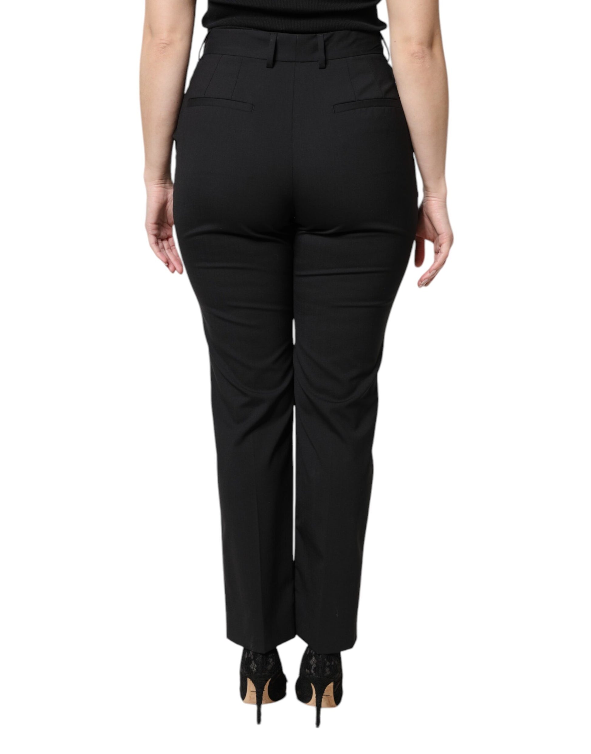Dolce & Gabbana Black Polyester High Waist Dress Pants Dolce & Gabbana