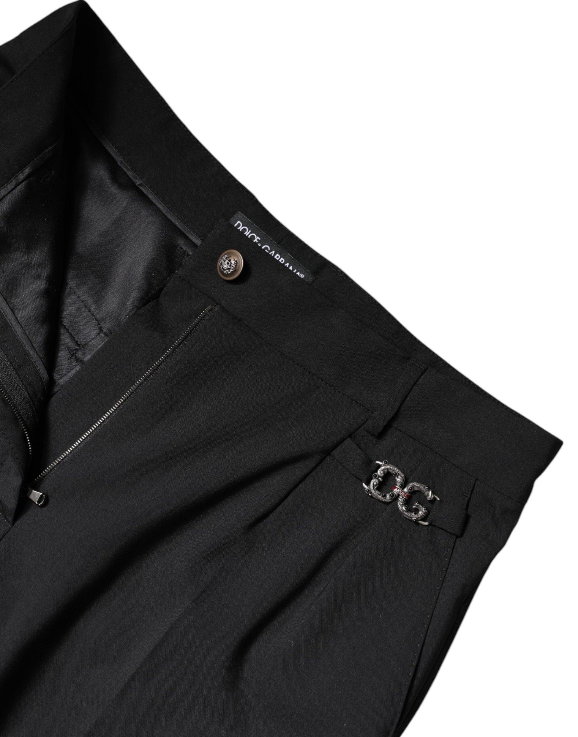 Dolce & Gabbana Black Polyester High Waist Dress Pants Dolce & Gabbana