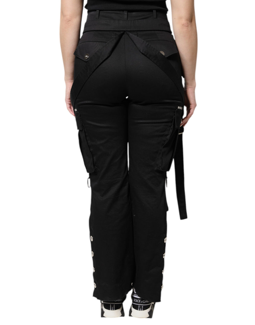 Dolce & Gabbana Black Cotton High Waist Cargo Pants - Eljoys Fashion 