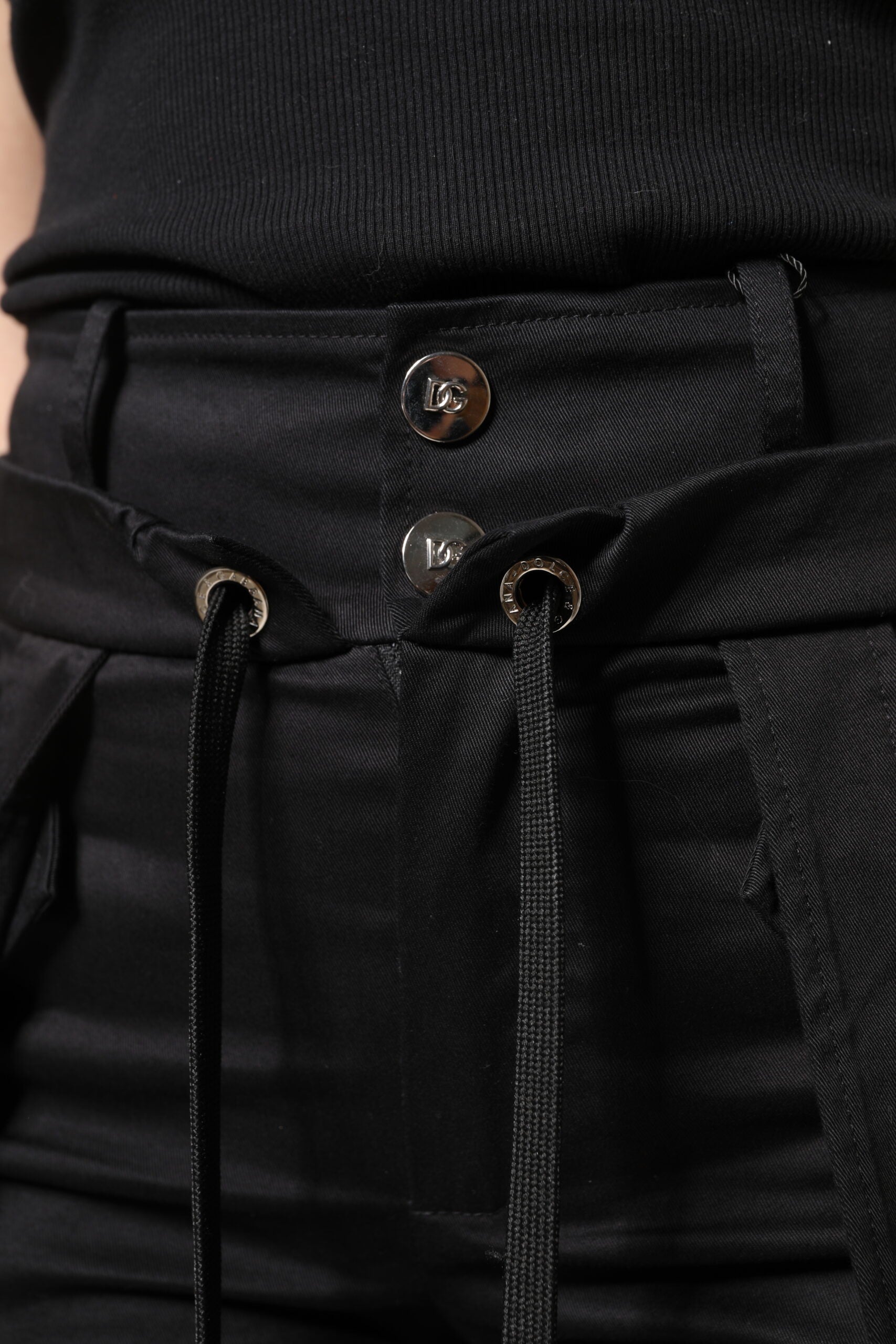 Dolce & Gabbana Black Cotton High Waist Cargo Pants Dolce & Gabbana