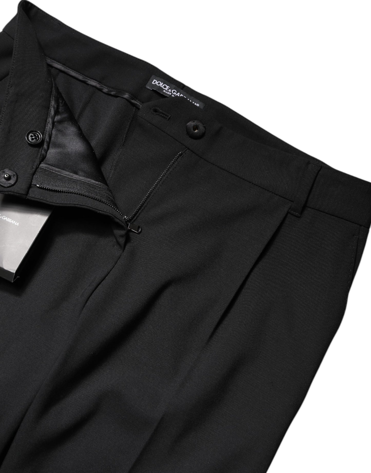 Dolce & Gabbana Black Wool High Waist Boot Cut Dress Pants Dolce & Gabbana