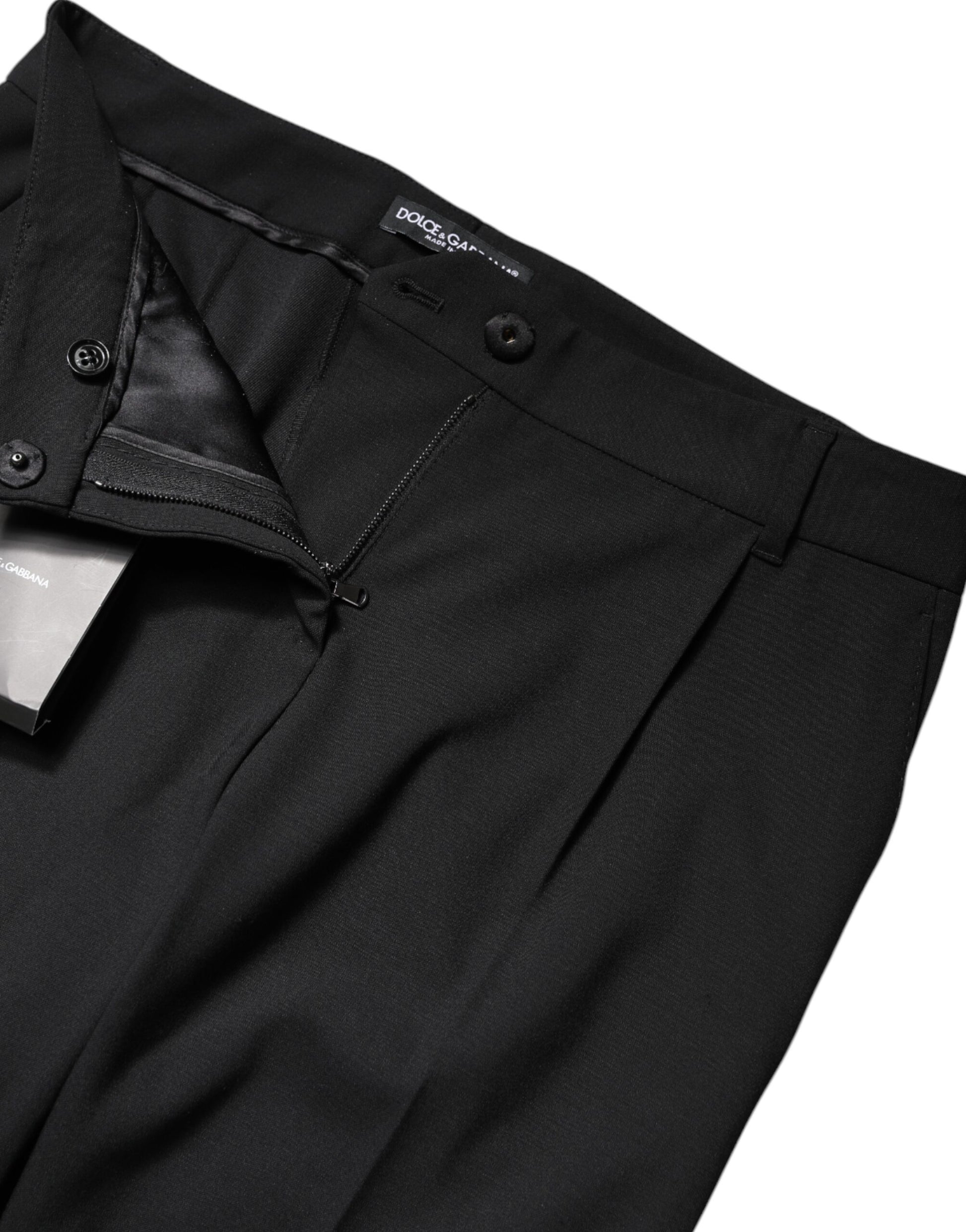 Dolce & Gabbana Black Wool High Waist Boot Cut Dress Pants Dolce & Gabbana