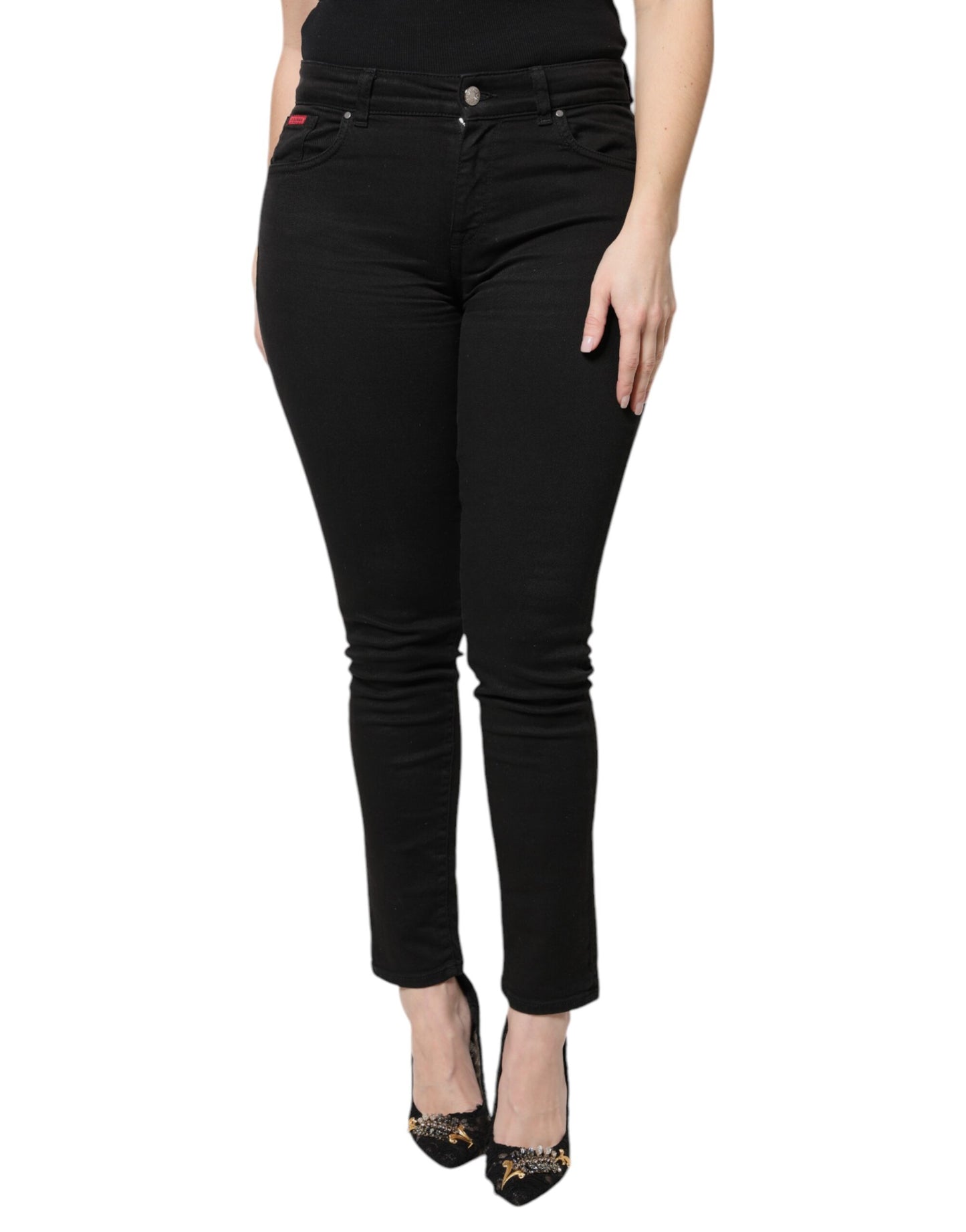 Dolce & Gabbana Black Cotton High Waist Skinny Denim Jeans Dolce & Gabbana
