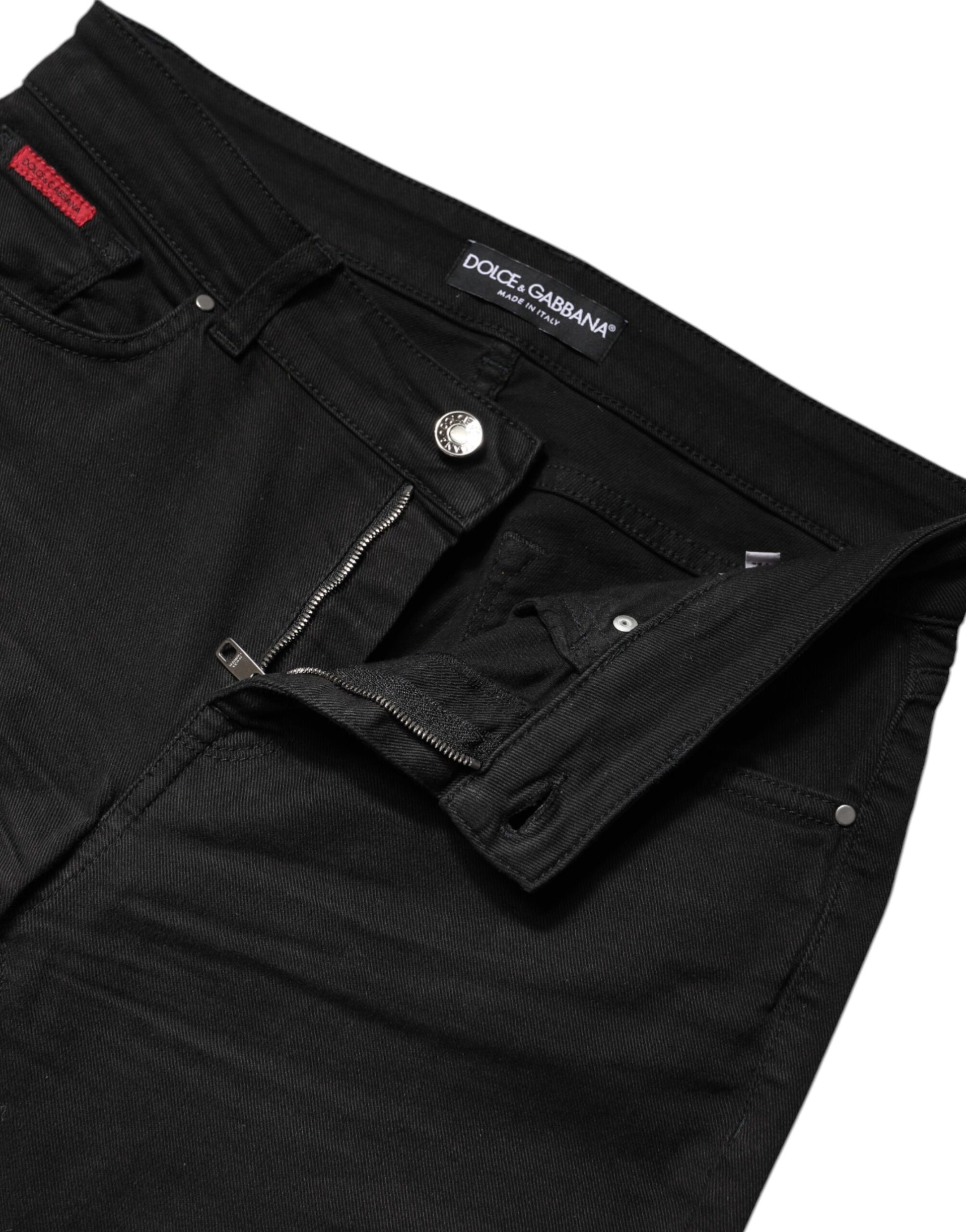 Dolce & Gabbana Black Cotton High Waist Skinny Denim Jeans Dolce & Gabbana