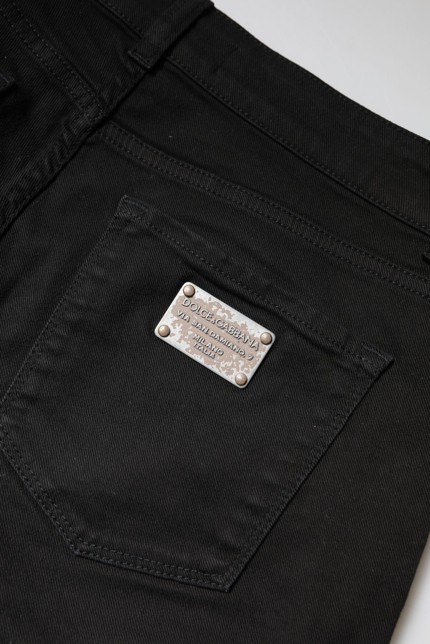 Dolce & Gabbana Black Cotton High Waist Skinny Denim Jeans Dolce & Gabbana