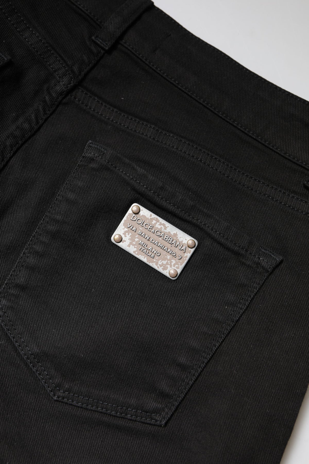 Dolce & Gabbana Black Cotton High Waist Skinny Denim Jeans - Eljoys Fashion 