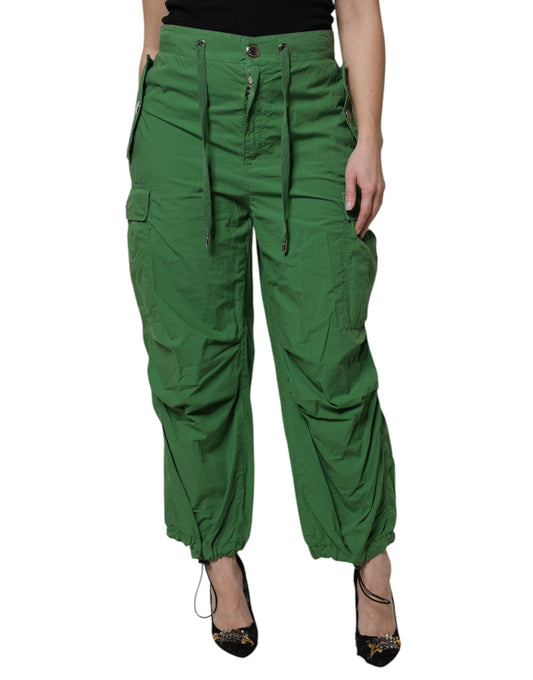 Dolce & Gabbana Green Cotton High Waist Cargo Pants Dolce & Gabbana