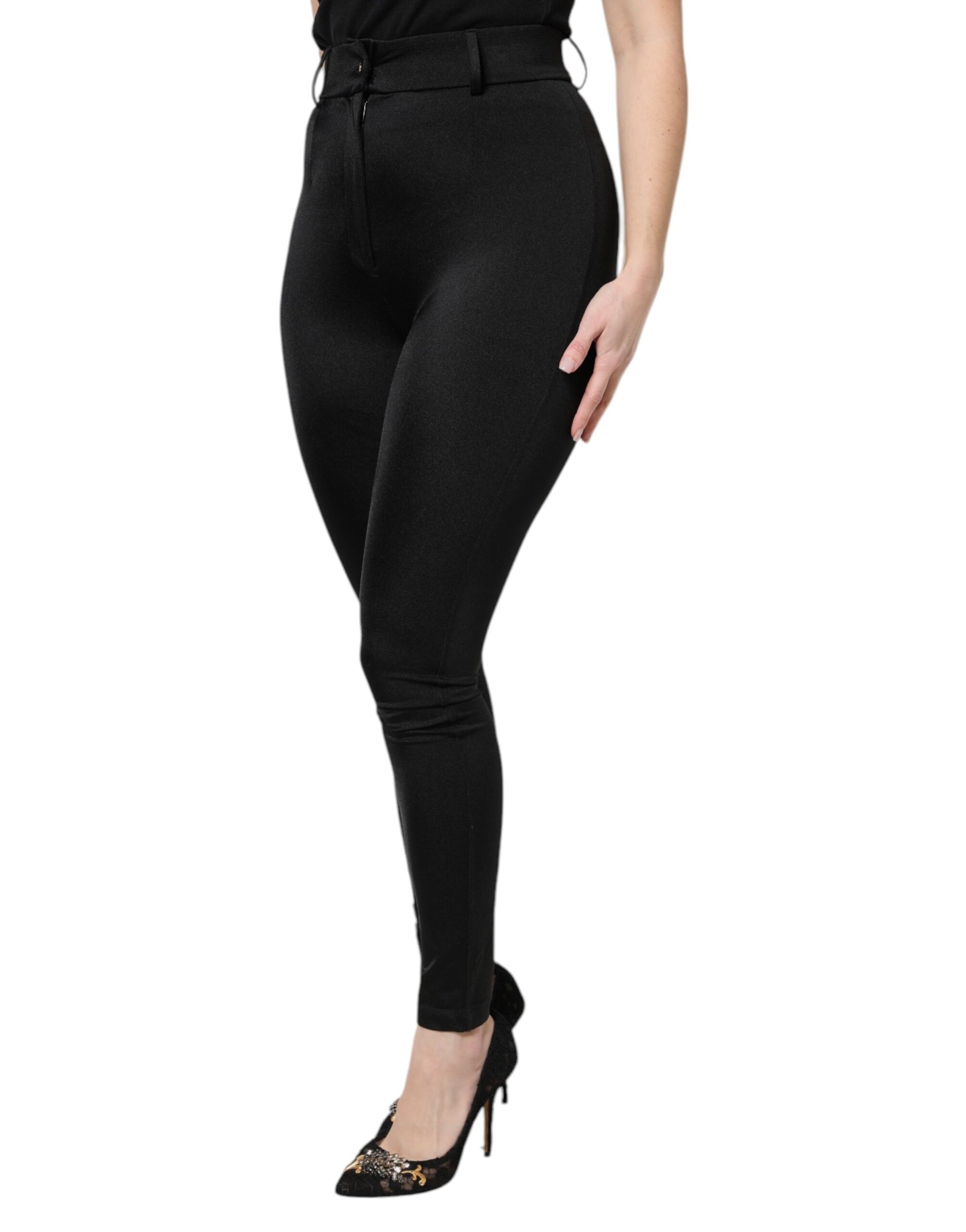 Dolce & Gabbana Black Nylon High Waist Slim Fit Pants Dolce & Gabbana