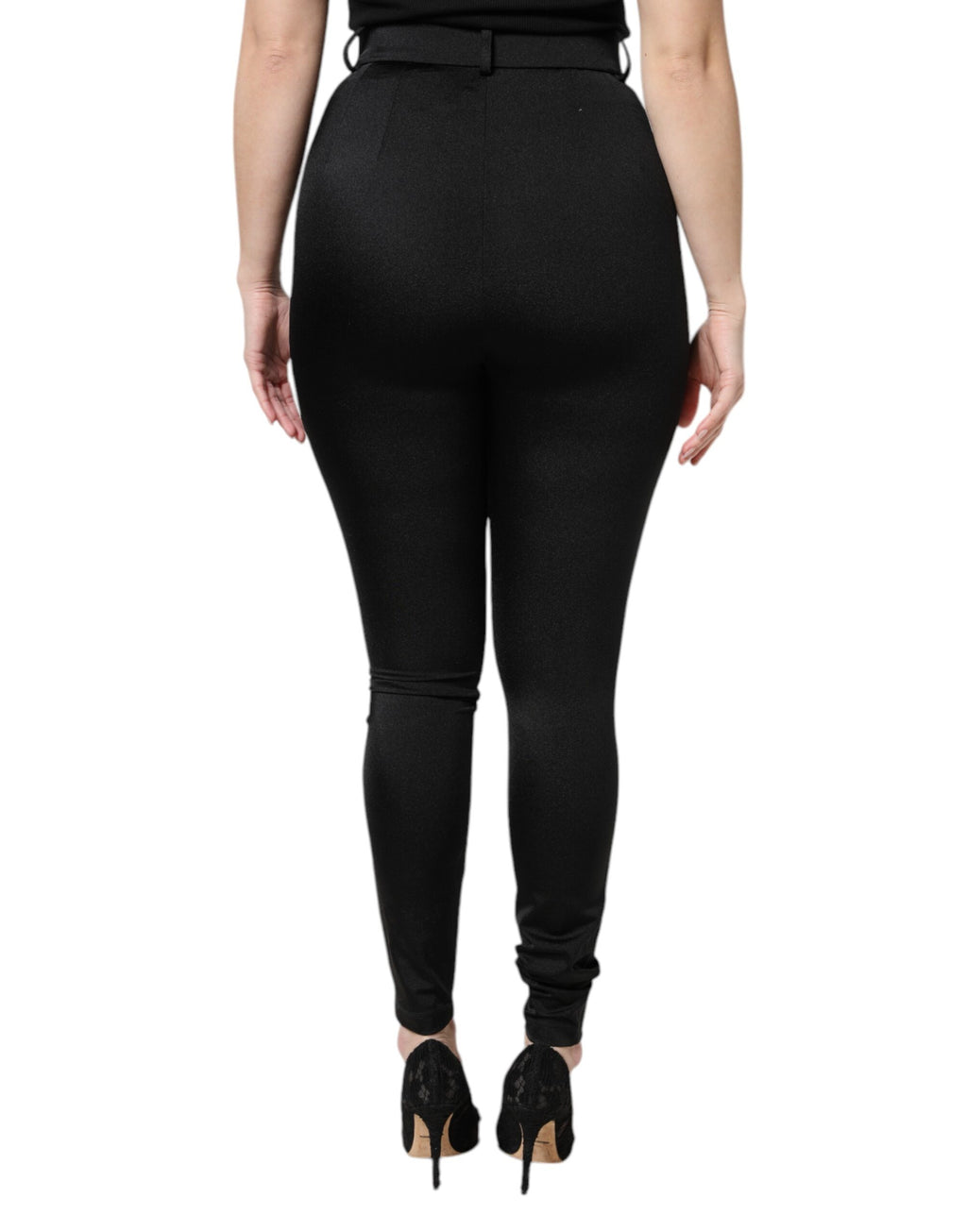 Dolce & Gabbana Black Nylon High Waist Slim Fit Pants - Eljoys Fashion 