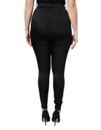 Dolce & Gabbana Black Nylon High Waist Slim Fit Pants - Eljoys Fashion 