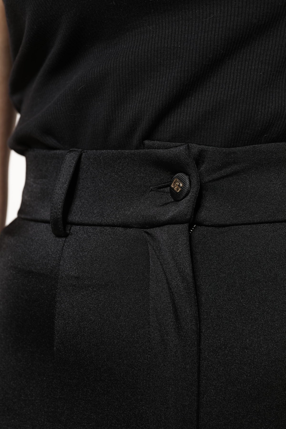 Dolce & Gabbana Black Nylon High Waist Slim Fit Pants - Eljoys Fashion 