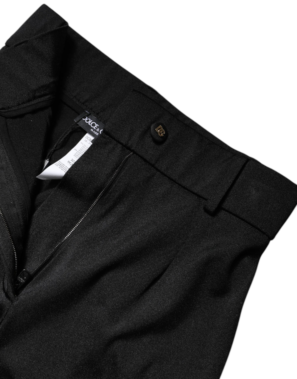 Dolce & Gabbana Black Nylon High Waist Slim Fit Pants - Eljoys Fashion 