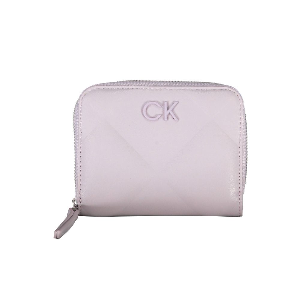 Calvin Klein purple polyester women's wallet with multiple card slots and a sleek design.