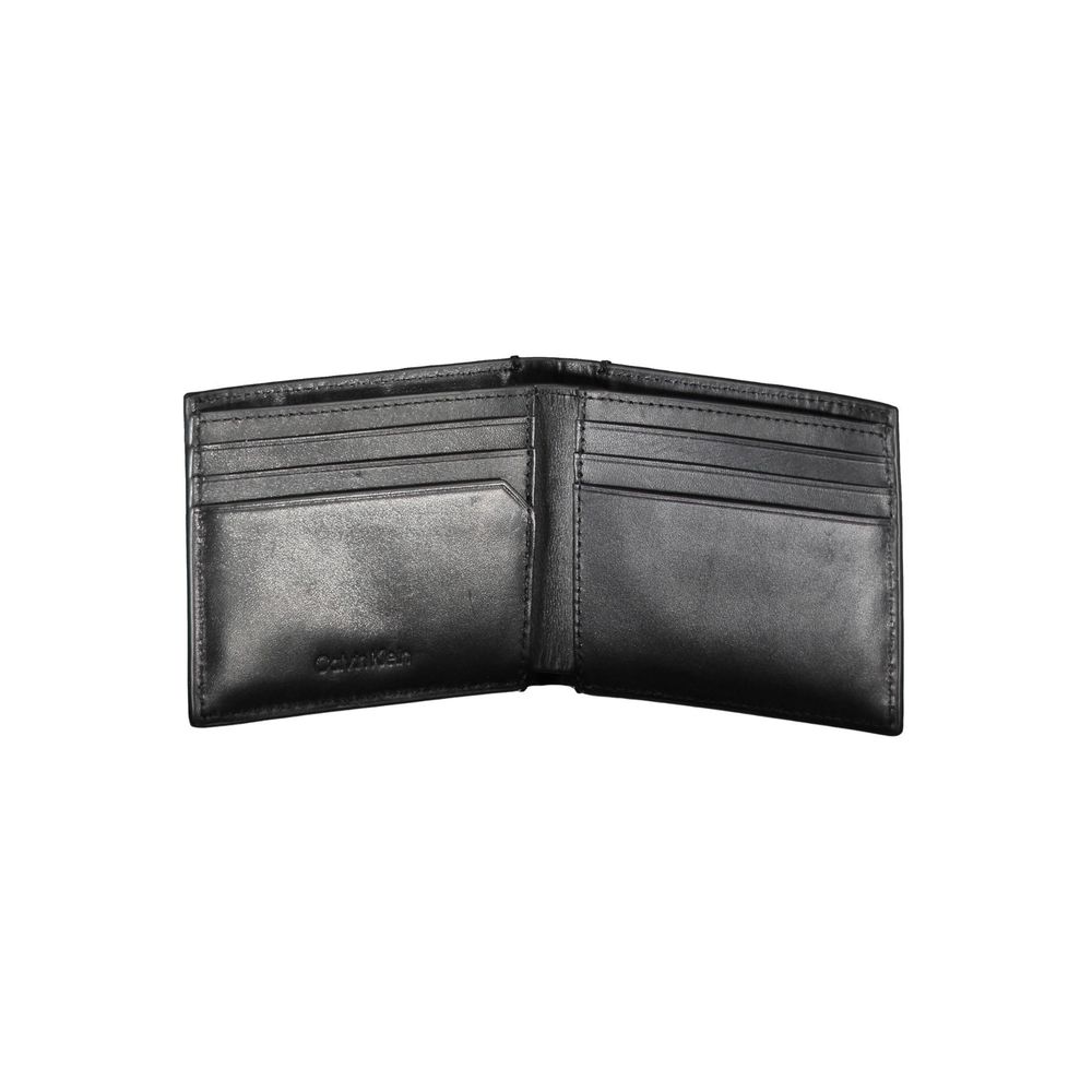 Calvin Klein Nero Eco Pelle men's wallet in black leather with multiple card slots and a sleek design.