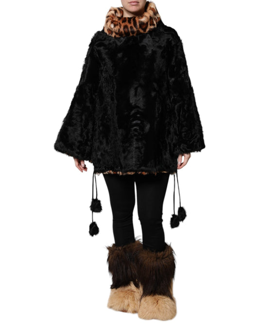 Dolce & Gabbana Black Lamb Fur Short Women Coat Jacket Dolce & Gabbana