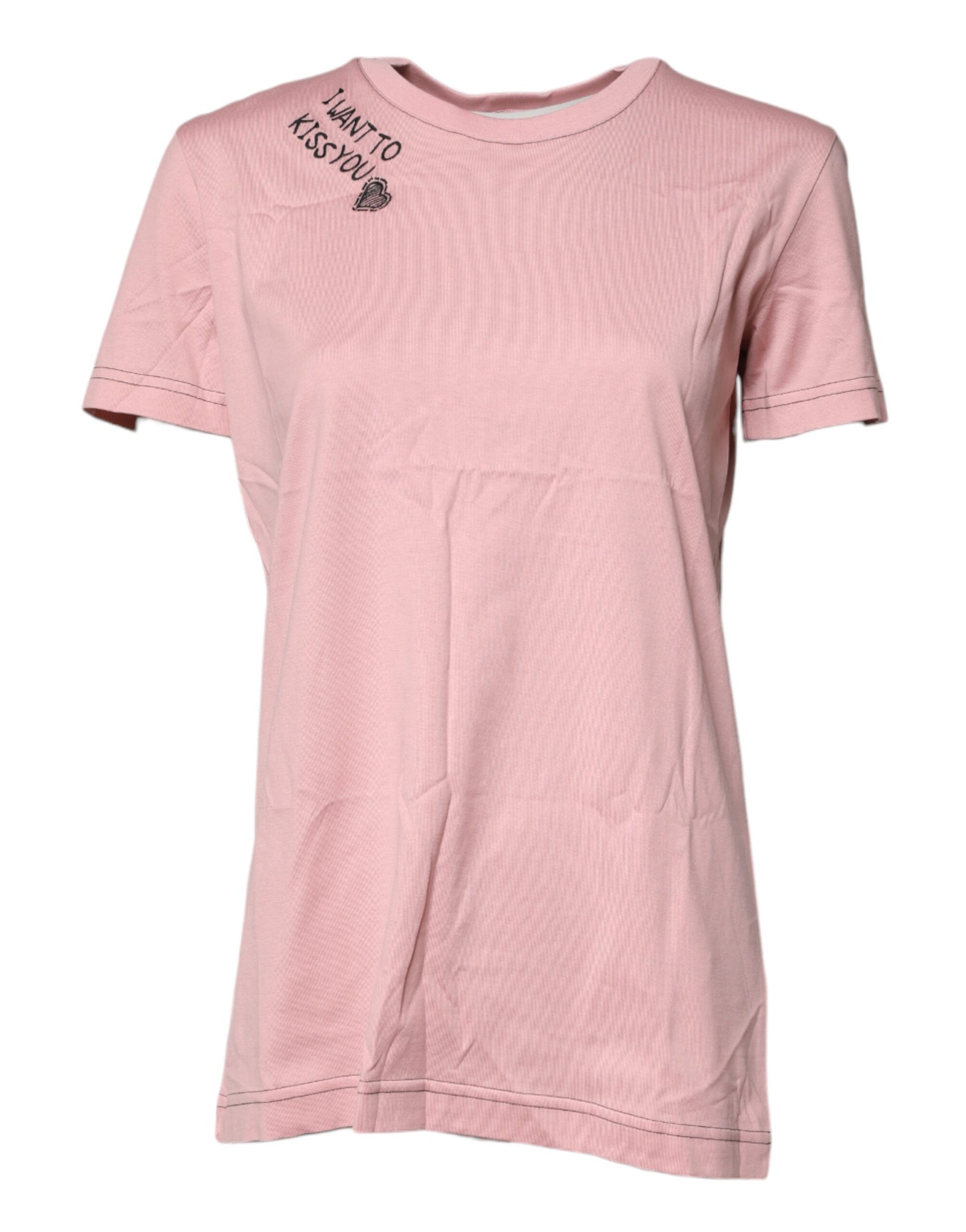 Dolce & Gabbana Pink Logo Print Cotton Crew Neck T-shirt Dolce & Gabbana