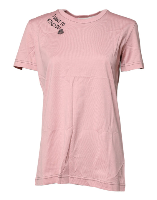 Dolce & Gabbana Pink Logo Print Cotton Crew Neck T-shirt Dolce & Gabbana