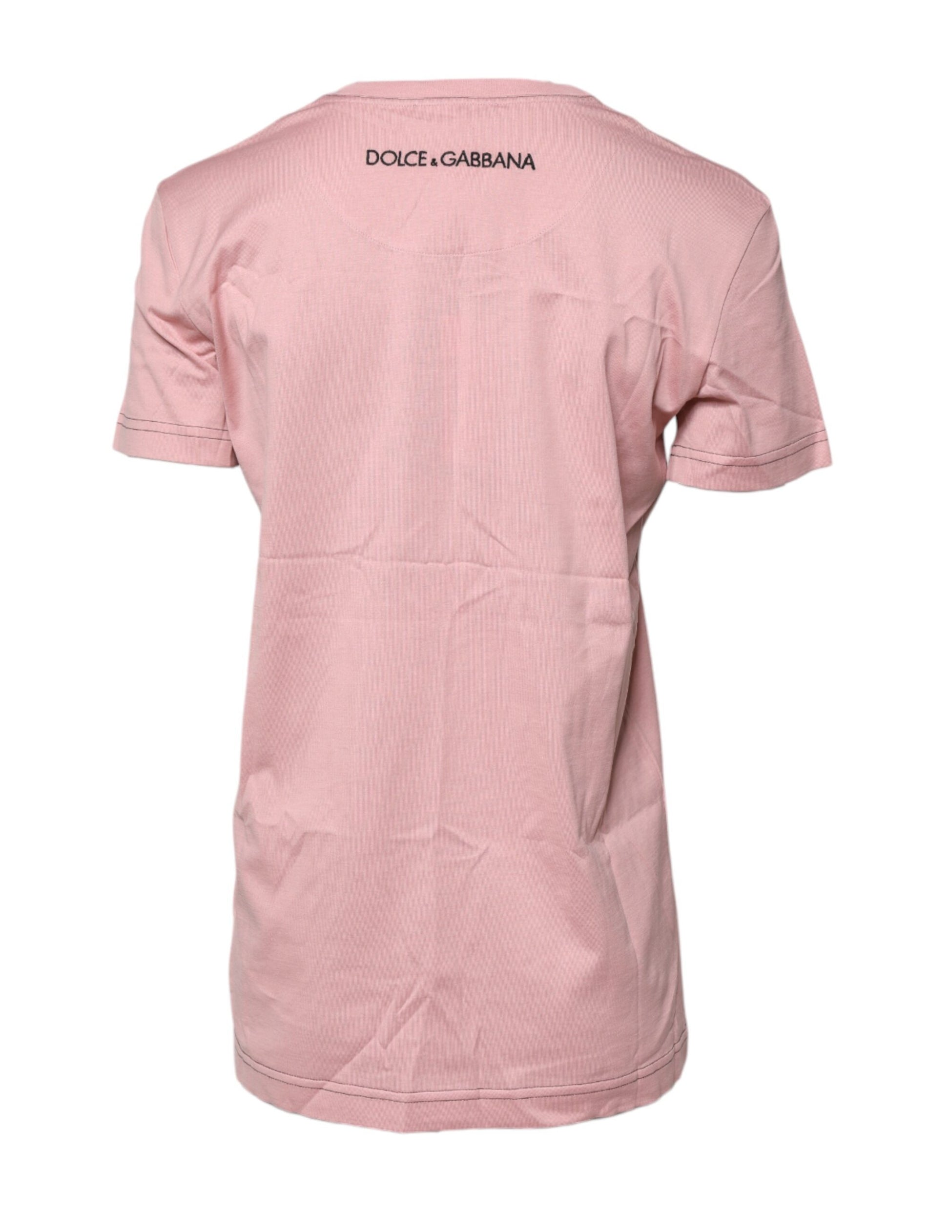 Dolce & Gabbana Pink Logo Print Cotton Crew Neck T-shirt Dolce & Gabbana