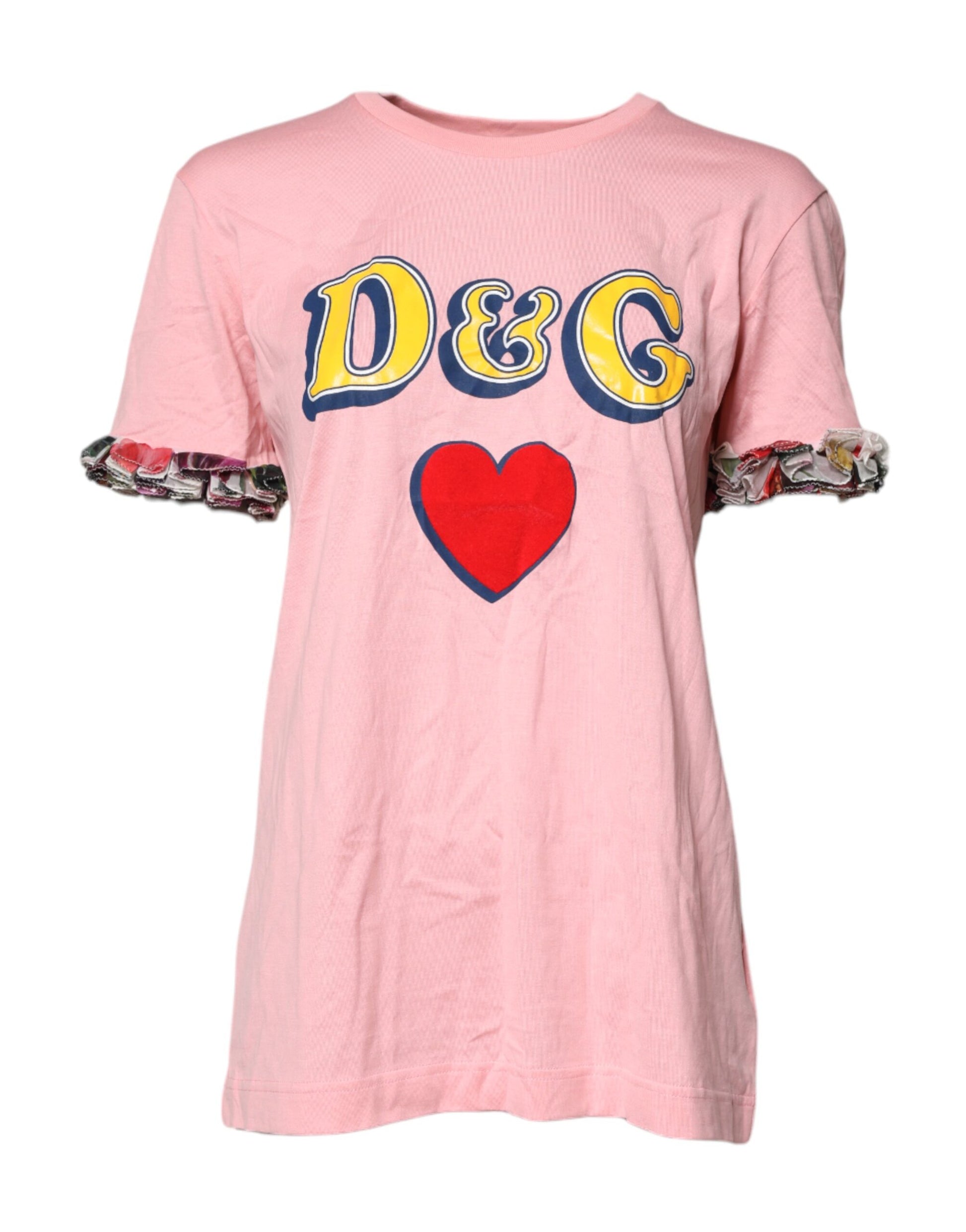 Dolce & Gabbana Pink Logo Print Cotton Crew Neck Tee T-shirt Dolce & Gabbana