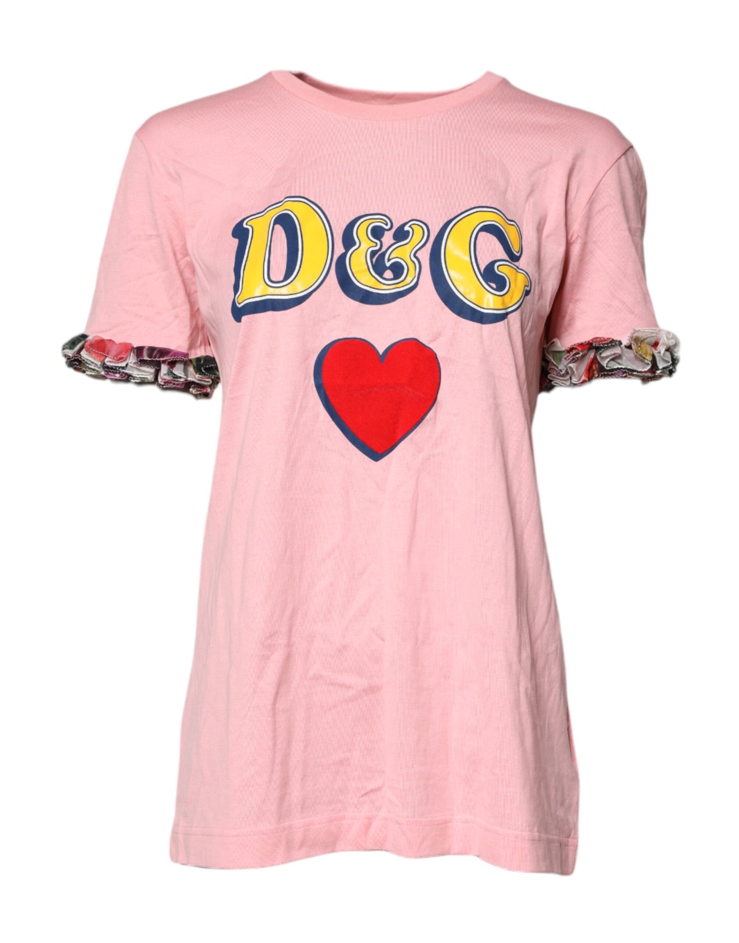 Dolce & Gabbana Pink Logo Print Cotton Crew Neck Tee T-shirt Dolce & Gabbana