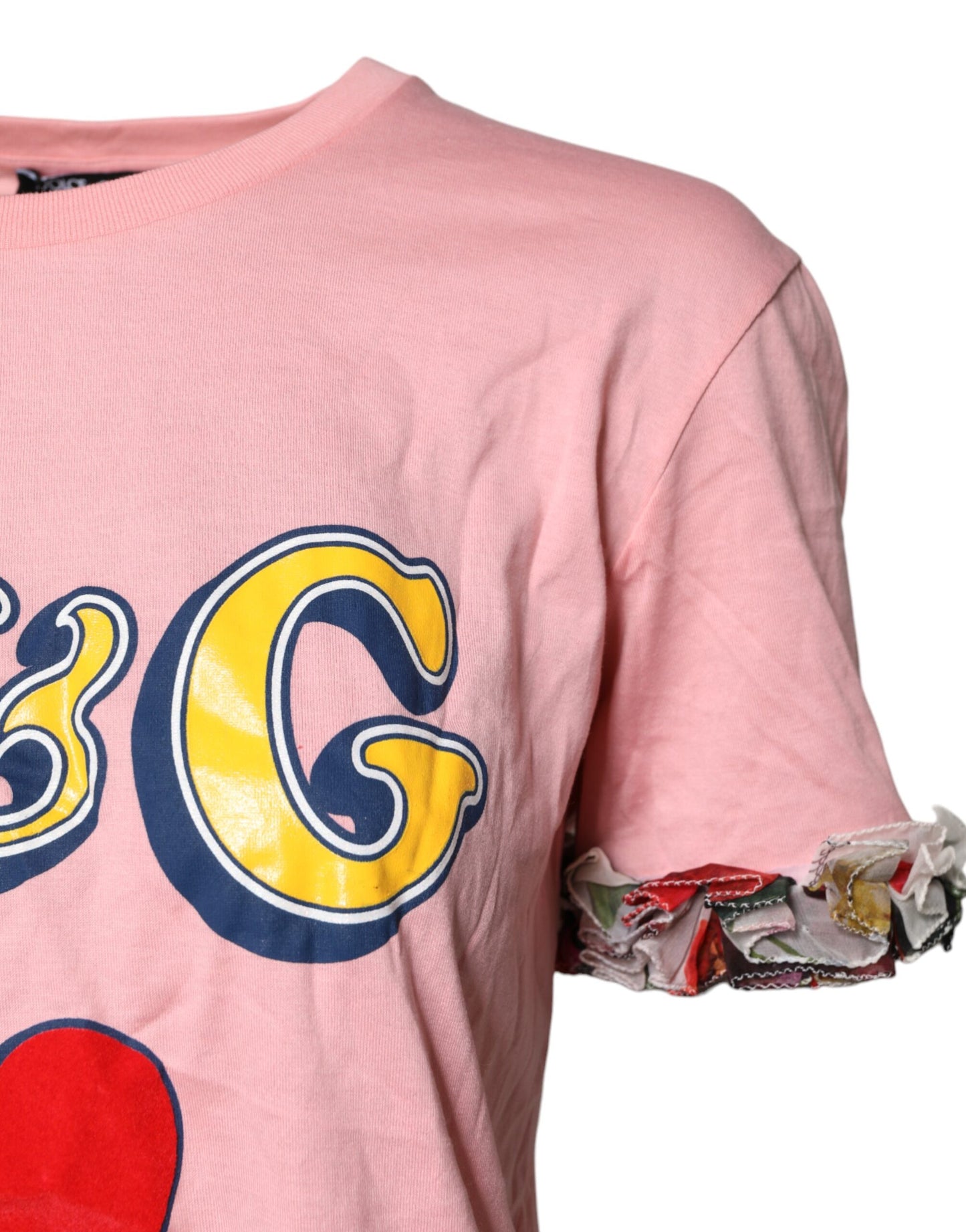 Dolce & Gabbana Pink Logo Print Cotton Crew Neck Tee T-shirt Dolce & Gabbana