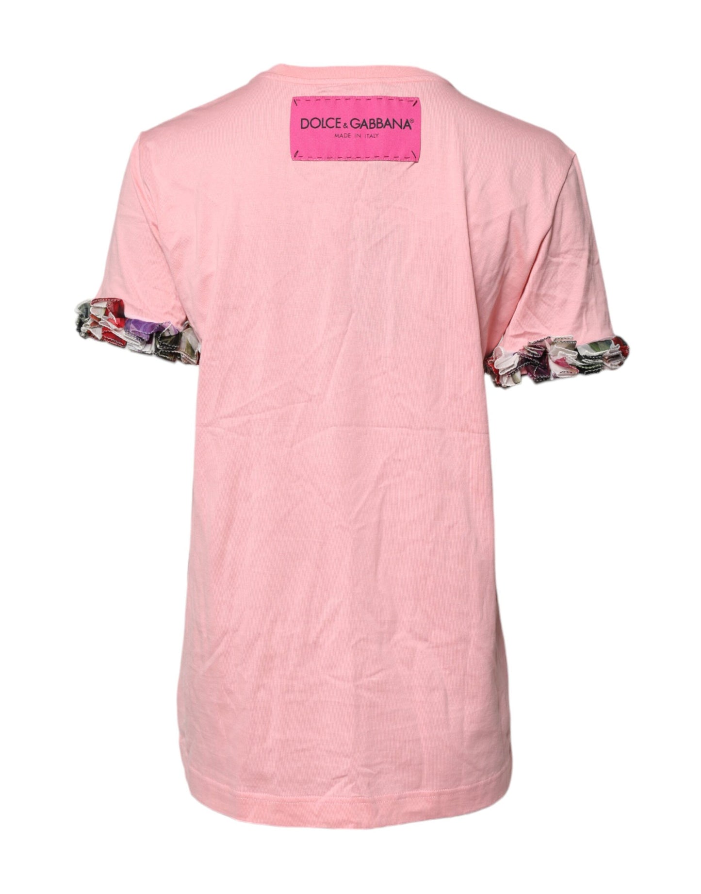 Dolce & Gabbana Pink Logo Print Cotton Crew Neck Tee T-shirt Dolce & Gabbana