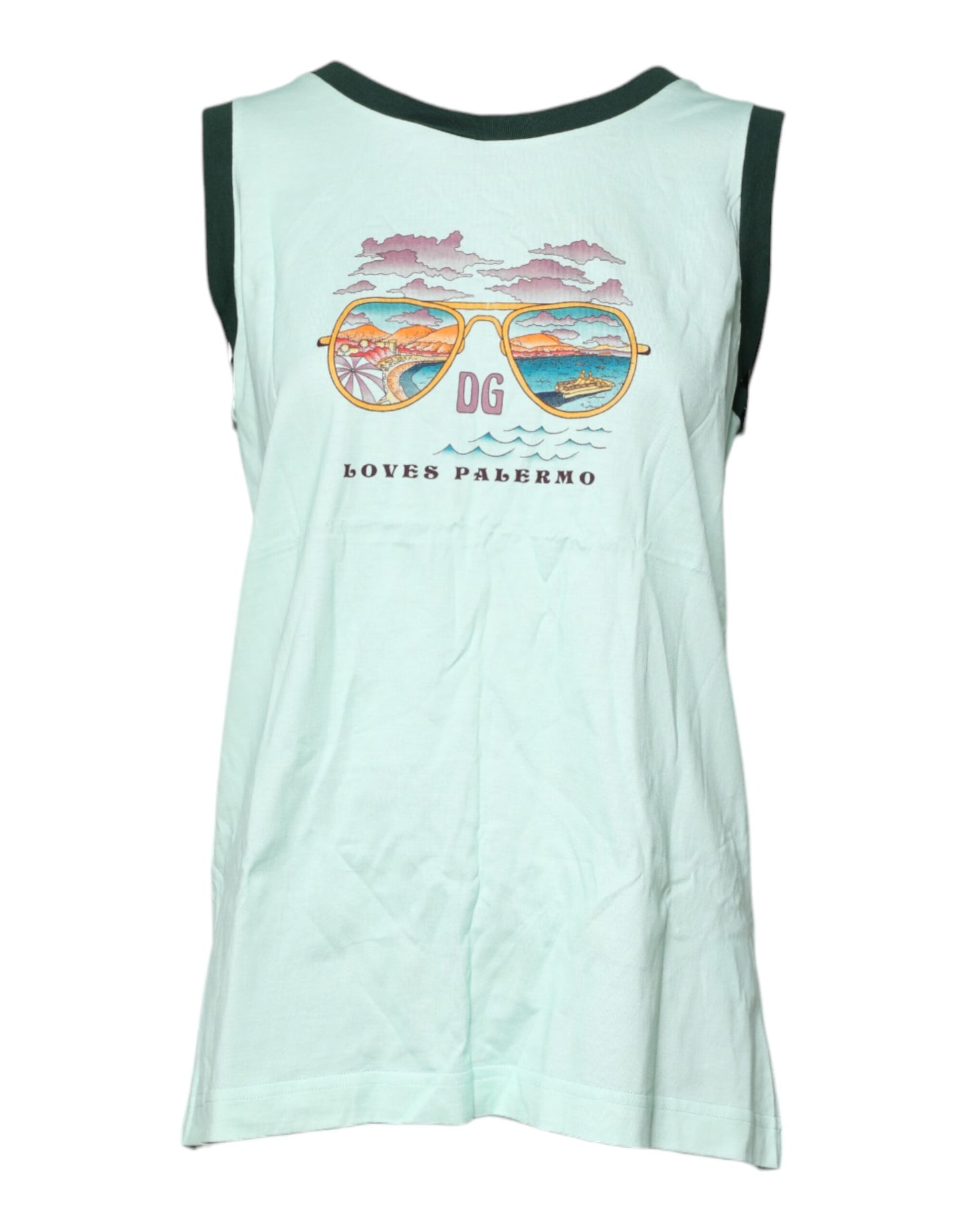 Dolce & Gabbana Light Green Graphic Print Sleeveless Tank T-shirt Dolce & Gabbana