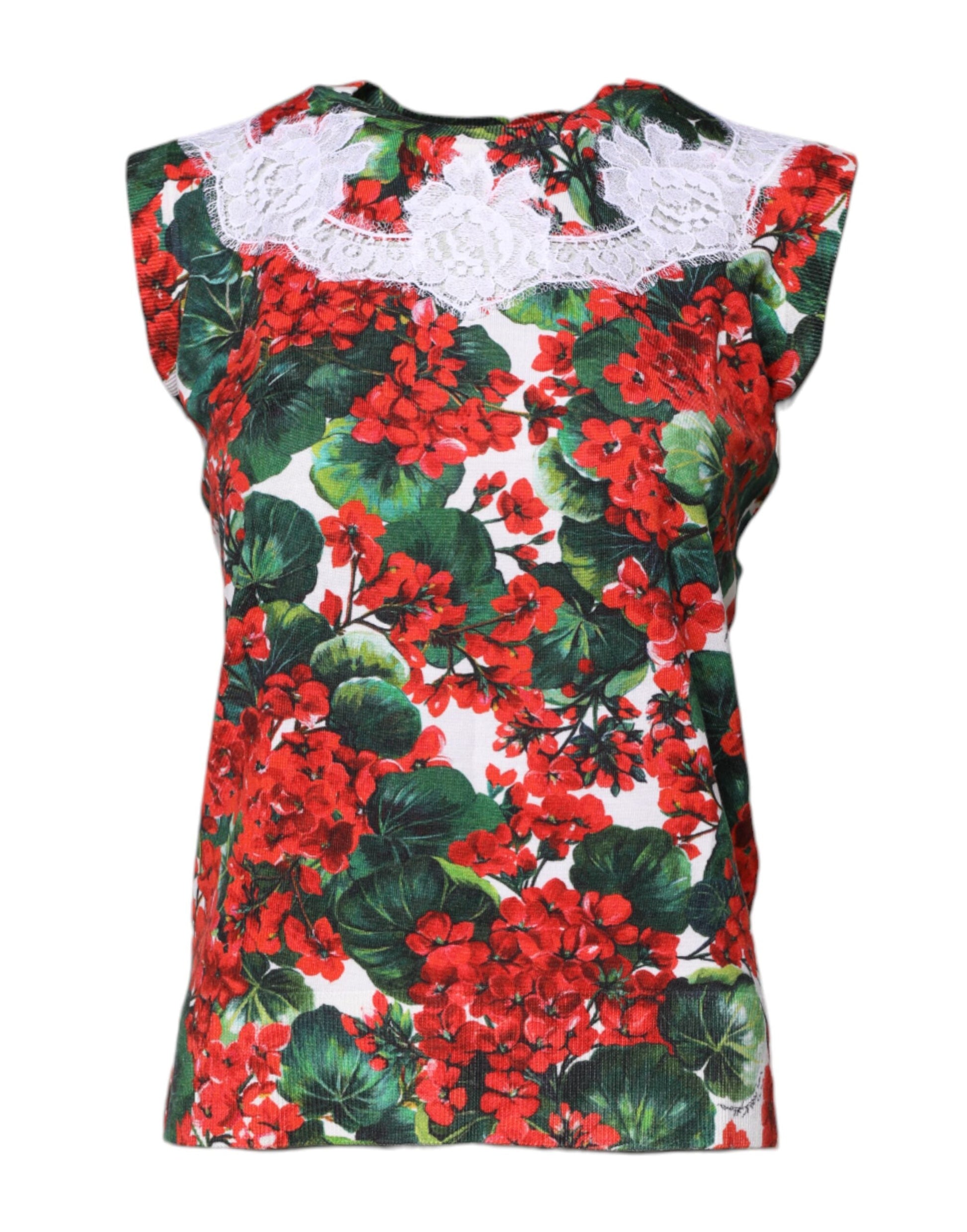 Dolce & Gabbana Multicolor Floral Lace Sleeveless Tank Top Dolce & Gabbana