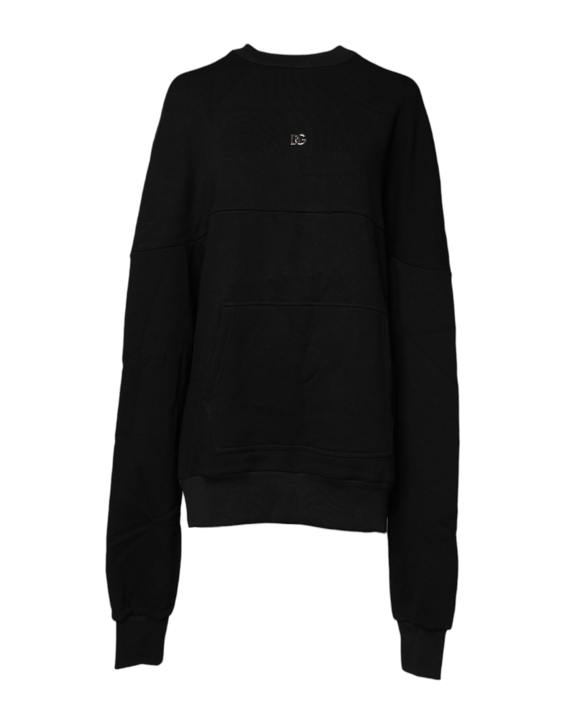 Dolce & Gabbana Black Cotton Crew Neck Sweatshirt Sweater Dolce & Gabbana