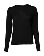 Dolce & Gabbana Black Wool Knit Crew Neck Pullover Sweater - Eljoys Fashion 