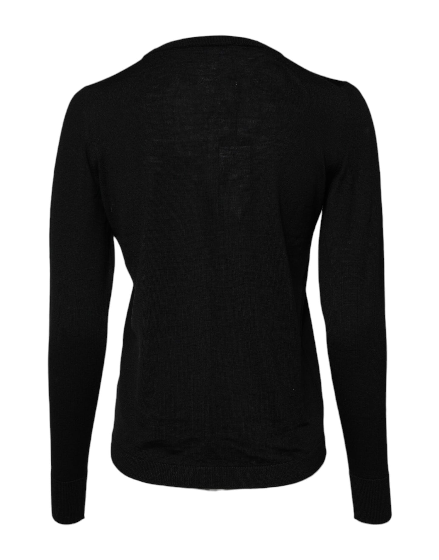 Dolce & Gabbana Black Wool Knit Crew Neck Pullover Sweater Dolce & Gabbana