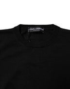 Dolce & Gabbana Black Wool Knit Crew Neck Pullover Sweater - Eljoys Fashion 