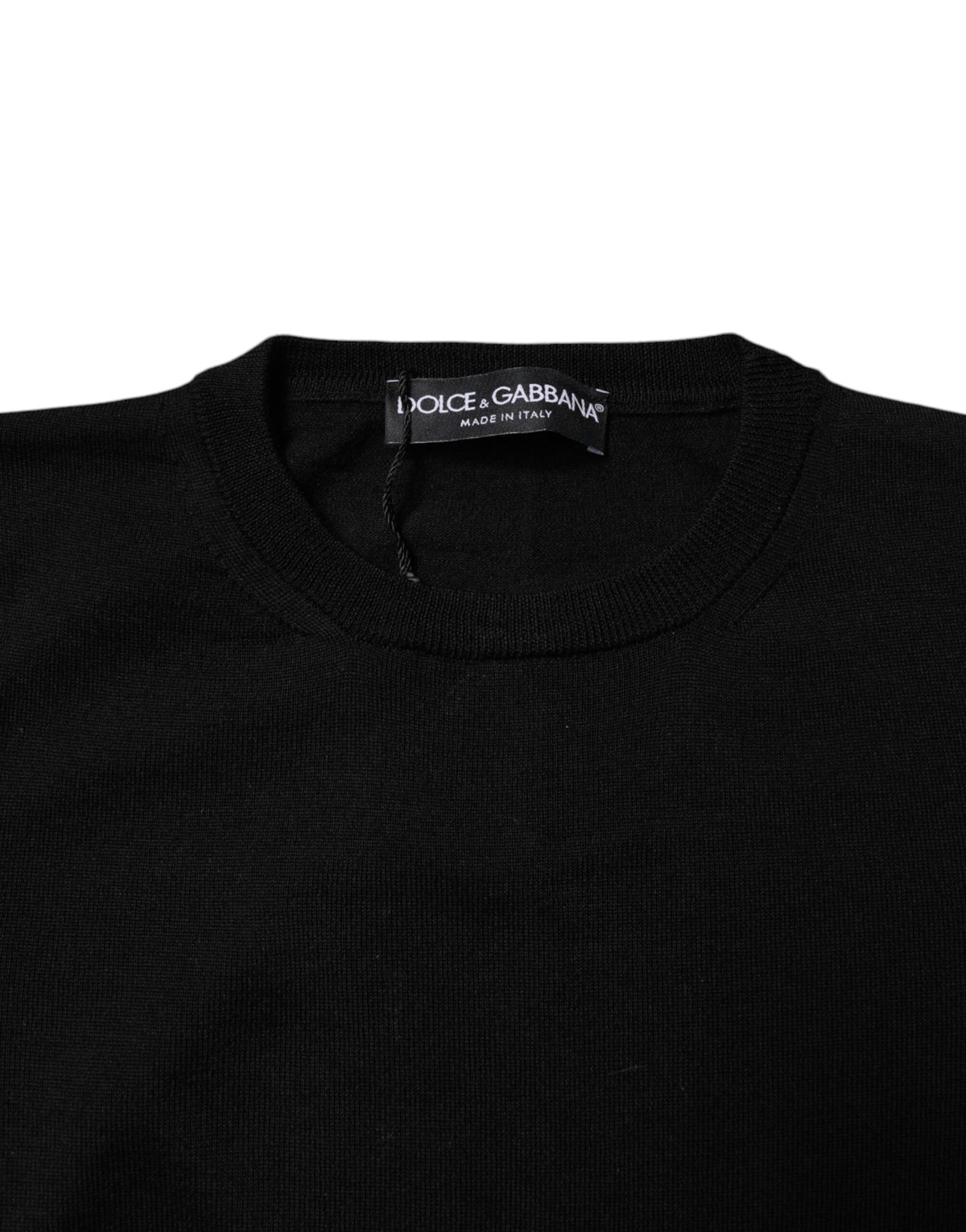 Dolce & Gabbana Black Wool Knit Crew Neck Pullover Sweater - Eljoys Fashion 