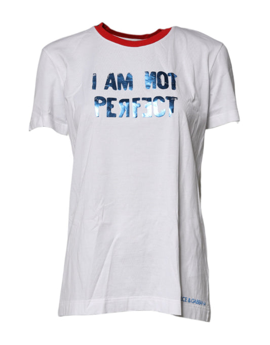 Dolce & Gabbana White Graphic Print Cotton Crew Neck T-shirt Dolce & Gabbana