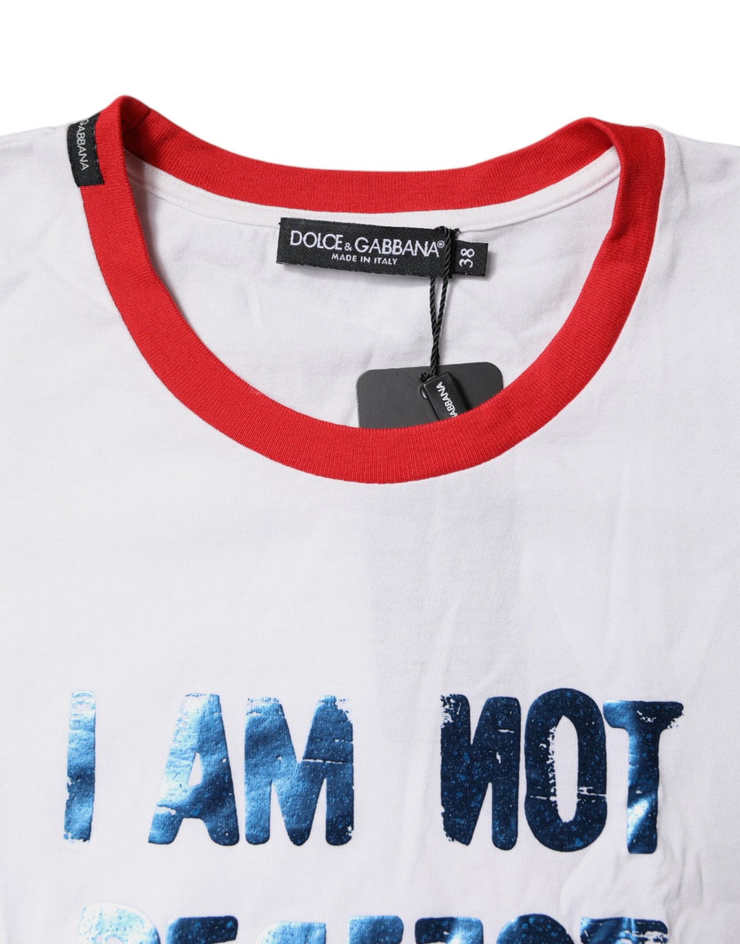 Dolce & Gabbana White Graphic Print Cotton Crew Neck T-shirt Dolce & Gabbana