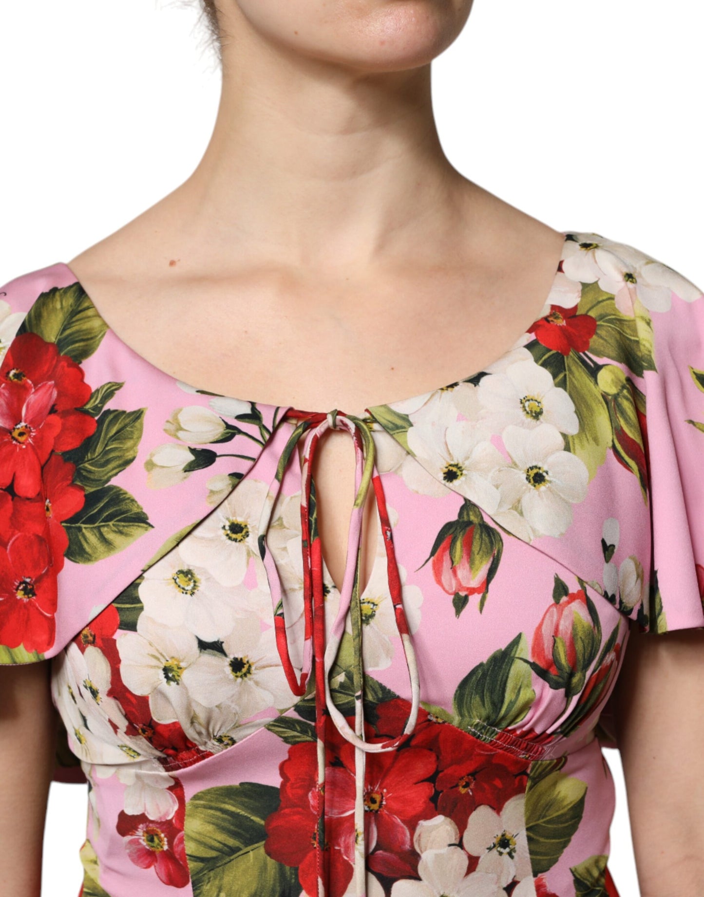 Dolce & Gabbana Pink Floral Silk Short Sleeves Blouse Top Dolce & Gabbana