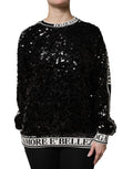 Dolce & Gabbana Black DG Queen Sequin Pullover Sweater - Eljoys Fashion 