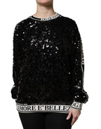 Dolce & Gabbana Black DG Queen Sequin Pullover Sweater - Eljoys Fashion 
