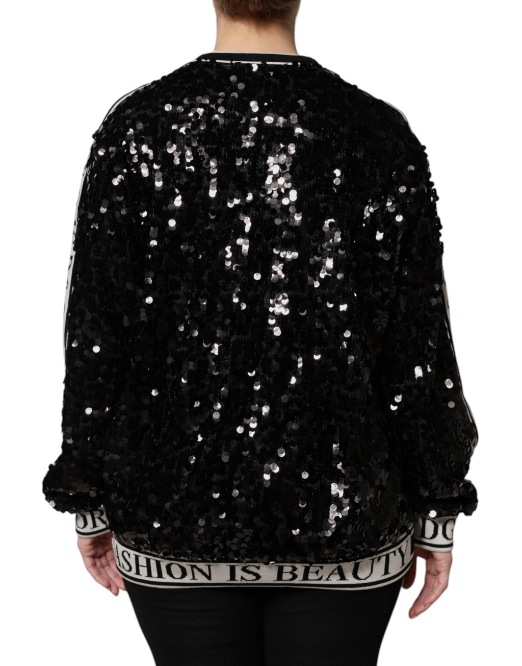Dolce & Gabbana Black DG Queen Sequin Pullover Sweater - Eljoys Fashion 