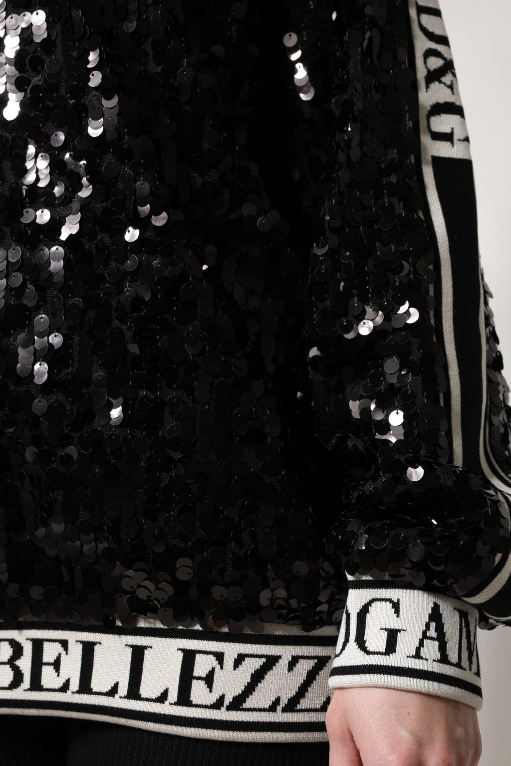 Dolce & Gabbana Black DG Queen Sequin Pullover Sweater - Eljoys Fashion 
