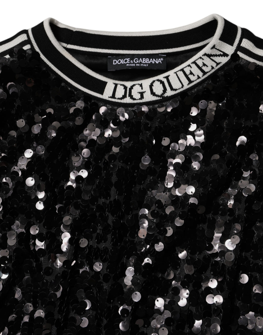 Dolce & Gabbana Black DG Queen Sequin Pullover Sweater - Eljoys Fashion 