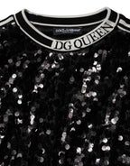 Dolce & Gabbana Black DG Queen Sequin Pullover Sweater - Eljoys Fashion 