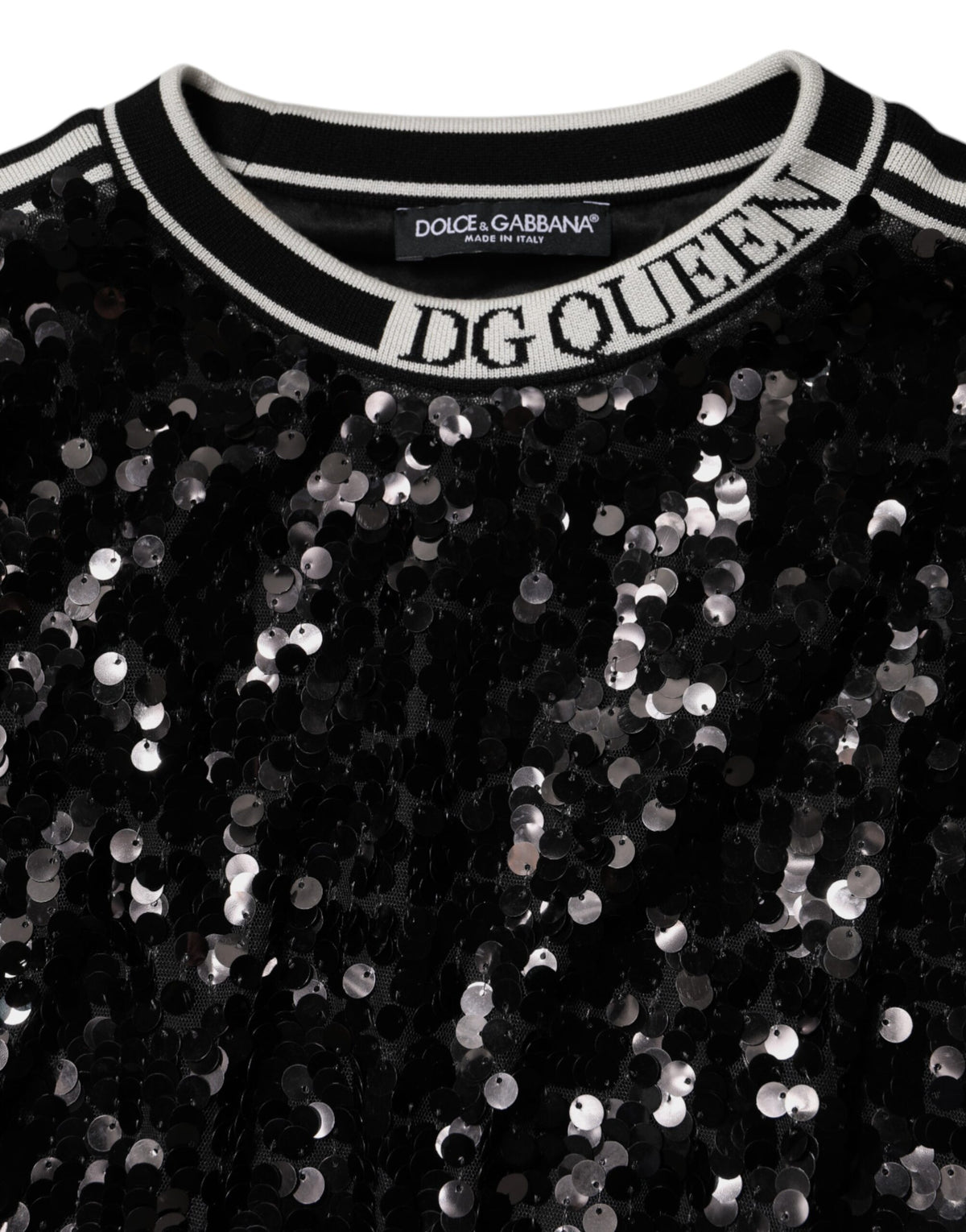 Dolce & Gabbana Black DG Queen Sequin Pullover Sweater - Eljoys Fashion 