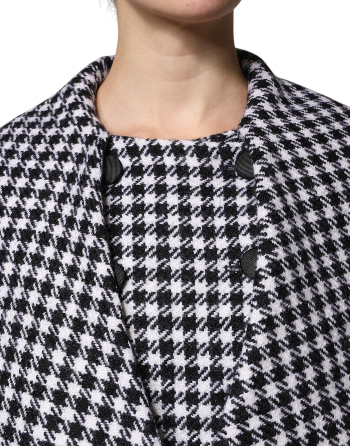 Dolce & Gabbana Black White Monochrome Patterned Floral Cape Jacket - Eljoys Fashion 