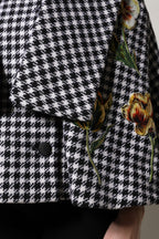 Dolce & Gabbana Black White Monochrome Patterned Floral Cape Jacket - Eljoys Fashion 