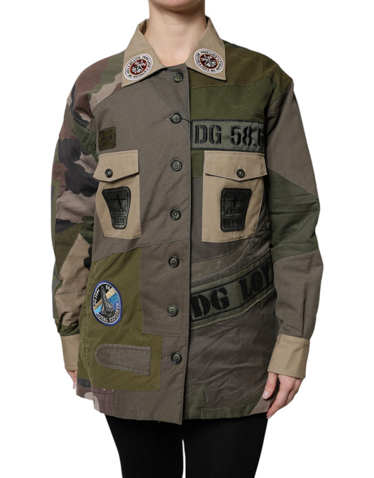Dolce & Gabbana Military Green Cotton Button Down Jacket Dolce & Gabbana