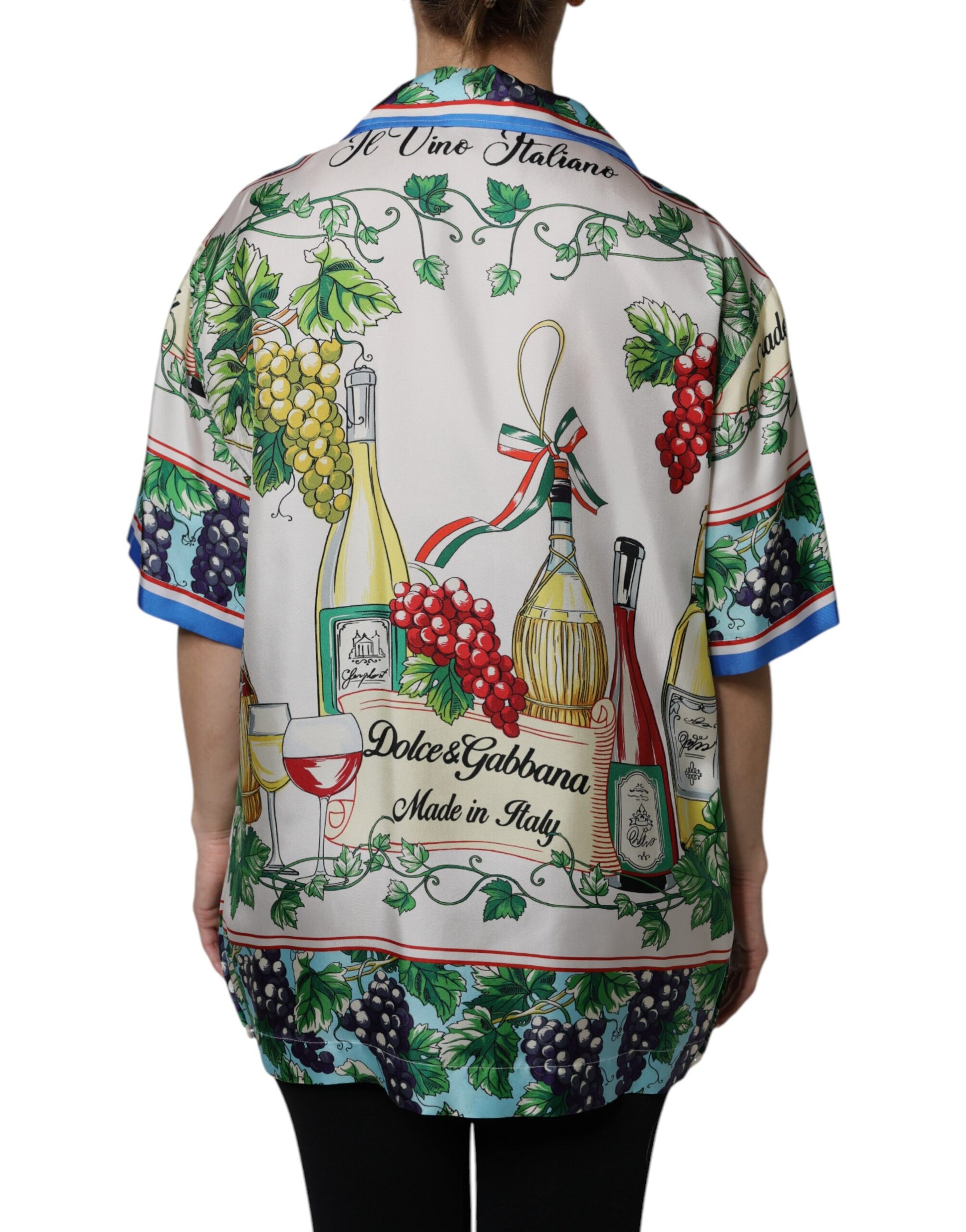Dolce & Gabbana Multicolor Short Sleeve Silk Food Shirt Top Dolce & Gabbana