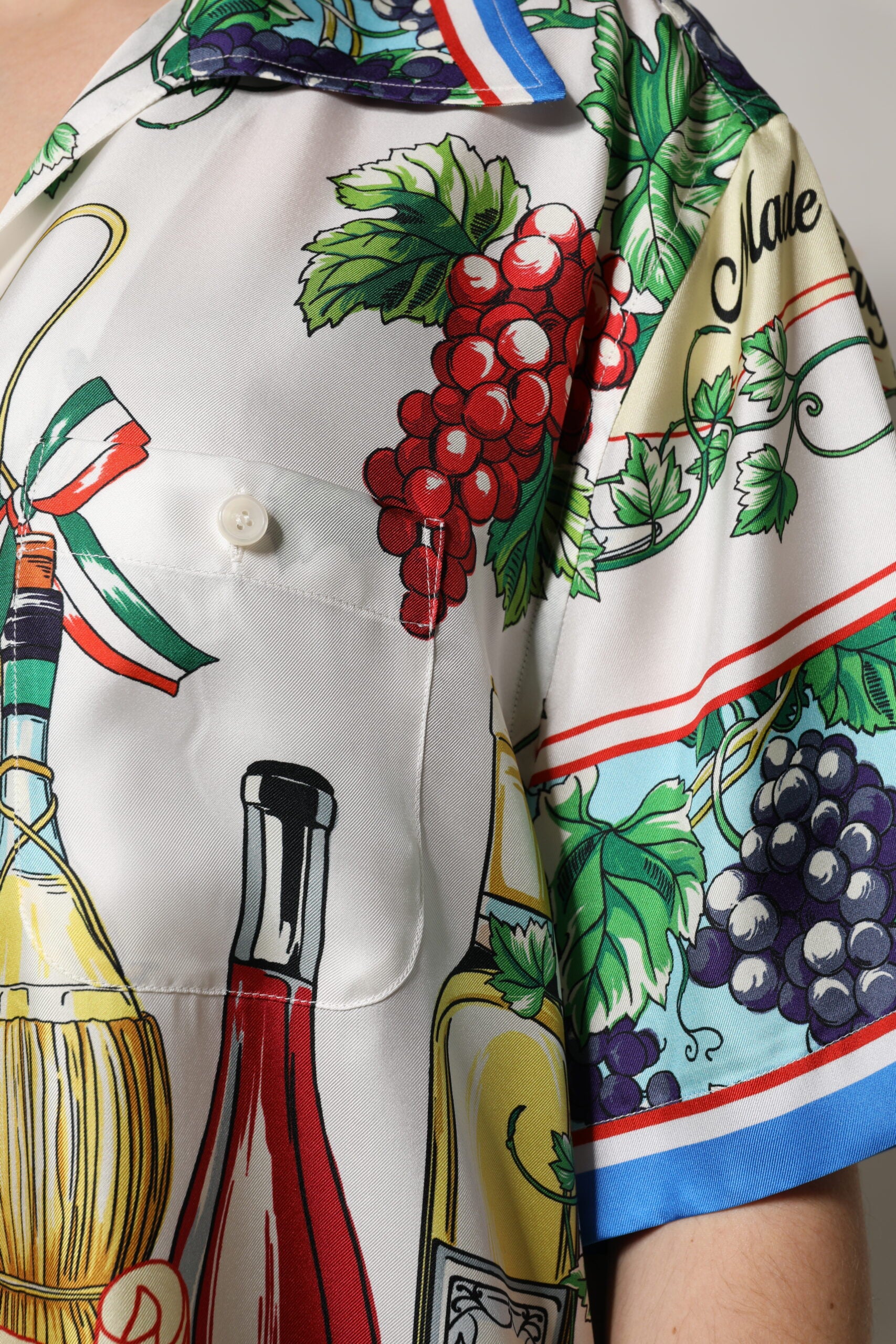 Dolce & Gabbana Multicolor Short Sleeve Silk Food Shirt Top Dolce & Gabbana